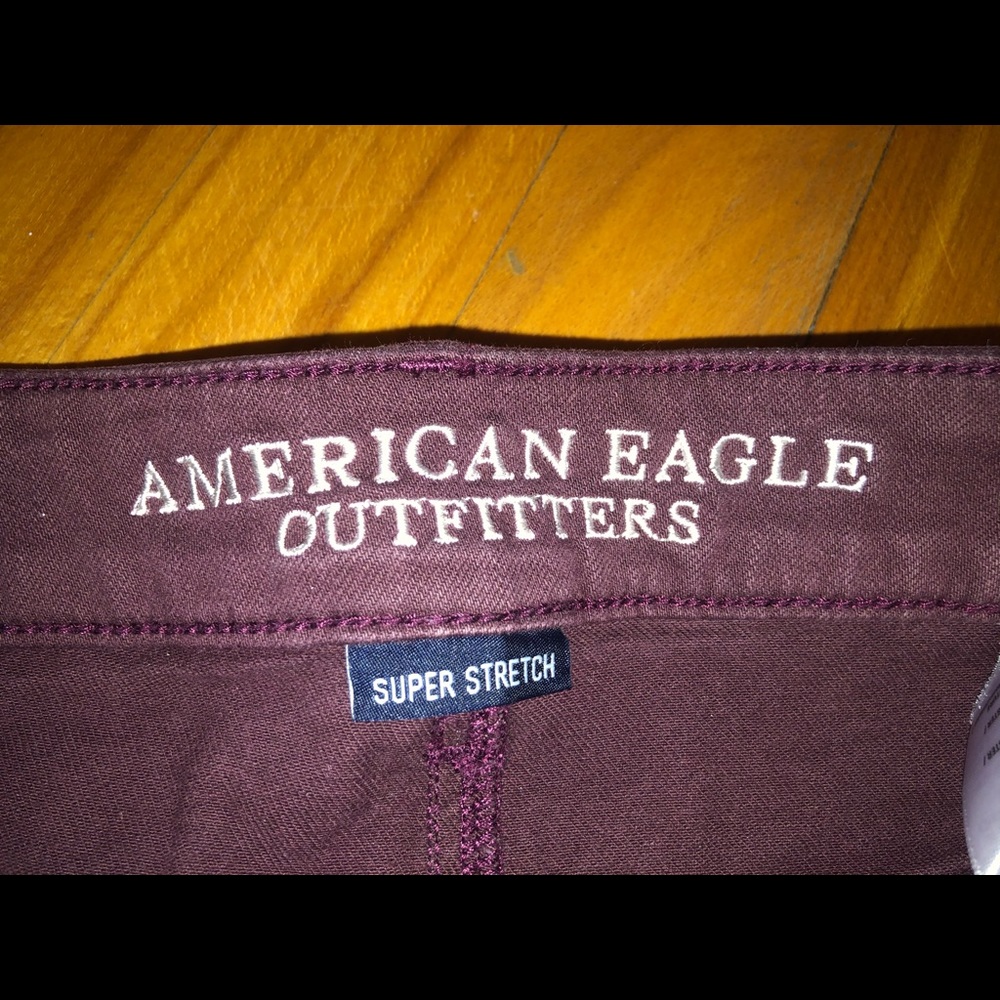 maroon jean shorts
